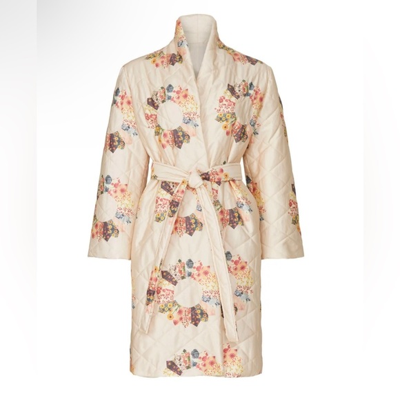SAMANTHA SILPOS quilted sunburst robe coat lightweight jacket cream medium - Picture 6 of 16